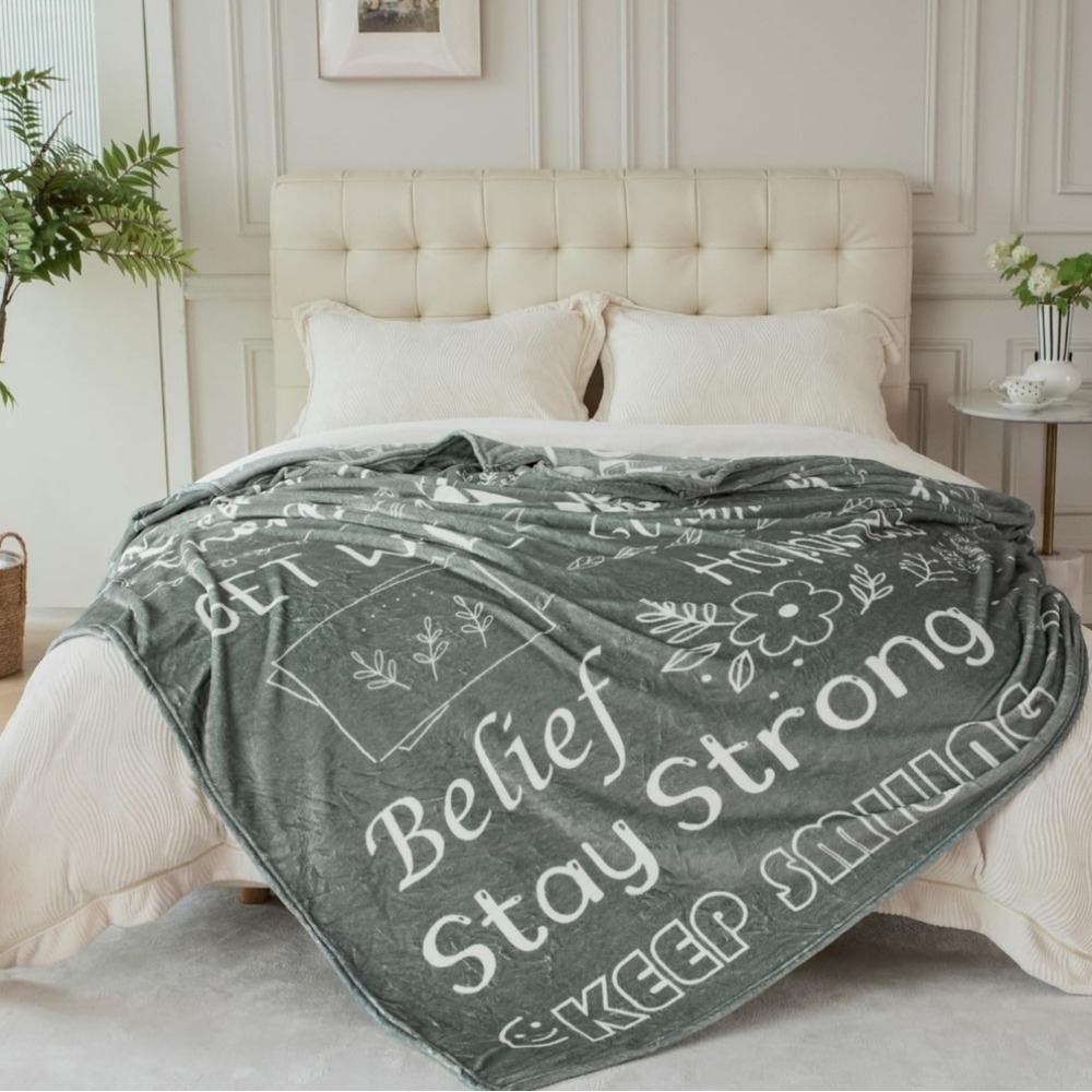 Get Well Soon Blanket - Healing Blanket with Inspirational‎ Words Sz Twin